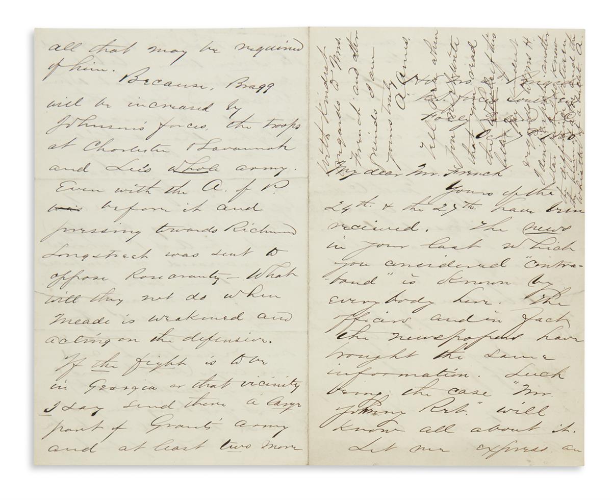 WE SHALL SMOKE THEM OUT OF THAT HOLE, RICHMOND (CIVIL WAR.) ADELBERT AMES. Autograph Letter Signed, AAmes,...